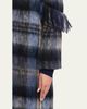 Loewe Single-Breasted Plaid Wool Fringe Long Coat - 5