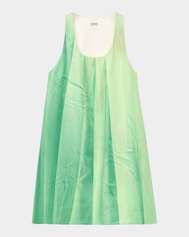 LOEWE Sleeveless Pleated Leather Mini Shift Dress