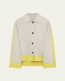 Loewe Turn Up Leather Colorblock Jacket