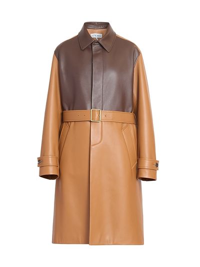 Loewe Women's Colorblocked Leather Belted Coat