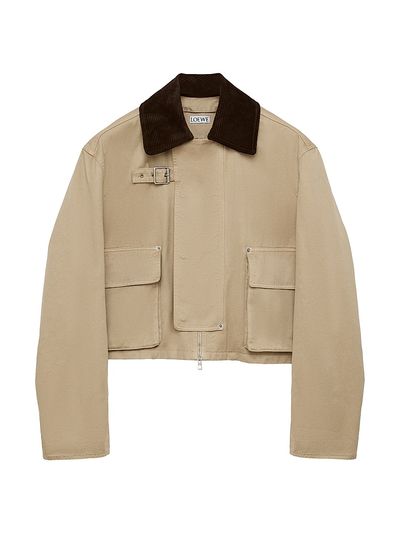 LOEWE Women's Corduroy Spread Collar Short Parka