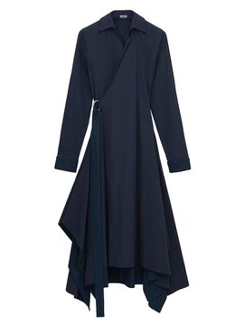 LOEWE Women's Draped Wrap Cotton-Blend Midi-Dress