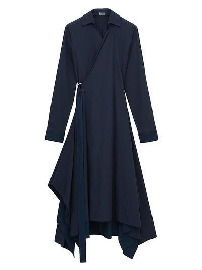 LOEWE Women's Draped Wrap Cotton-Blend Midi-Dress