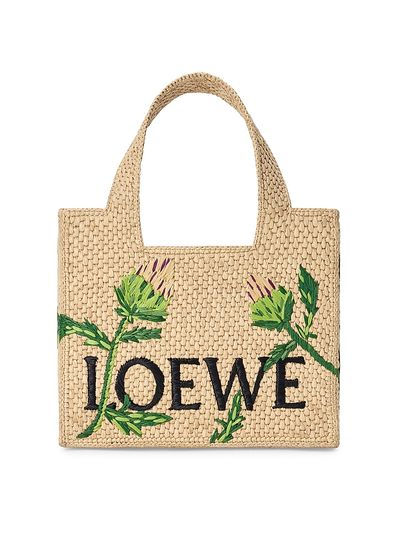 LOEWE Women's LOEWE x Paula's Ibiza Font Small Logo Raffia Tote Bag