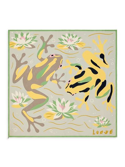 LOEWE Women's LOEWE x Paula's Ibiza Frog-Print Silk Scarf