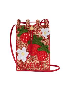 LOEWE Women's LOEWE x Paula's Ibiza Strawberry-Appliqué Raffia Drawstring Pouch