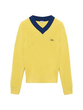 LOEWE Women's Logo Cotton & Wool-Blend V-Neck Sweater