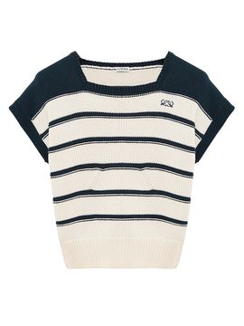 LOEWE Women's Striped Cotton-Blend Short-Sleeve Sweater