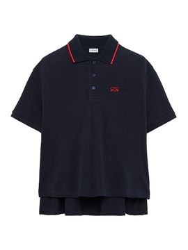 LOEWE Women's Trapeze Logo High-Low Cotton-Blend Polo Shirt