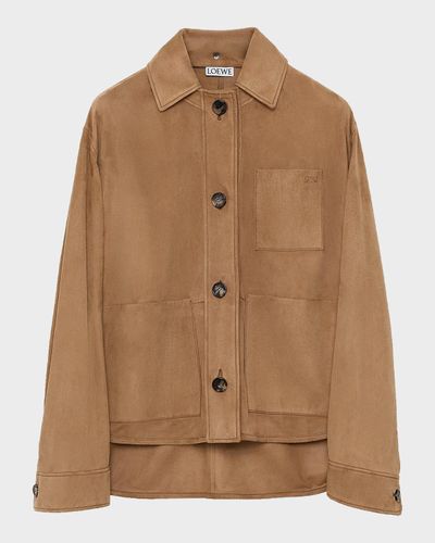 Loewe Workwear High-Low Suede Jacket