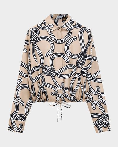 Loewe x Paula & apos;s Ibiza Abstract-Print Silk Drawstring Balloon Shirt