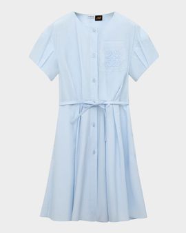 Loewe x Paula & apos;s Ibiza Puff-Sleeve Pleated Shirtdress