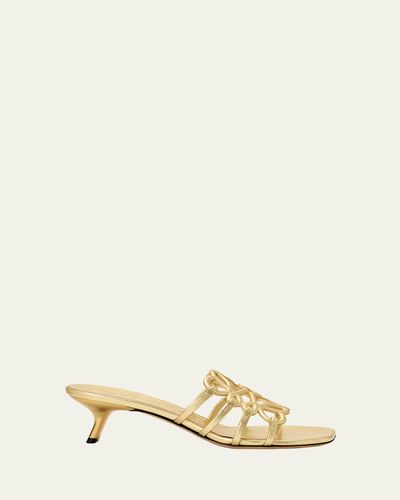 Loewe x Paula's Ibiza 45mm Petal Anagram Metallic Leather Mule Sandals