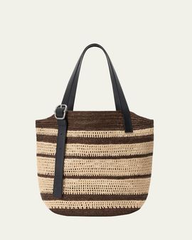 Loewe x Paula's Ibiza Loop Striped Raffia Basket Tote Bag