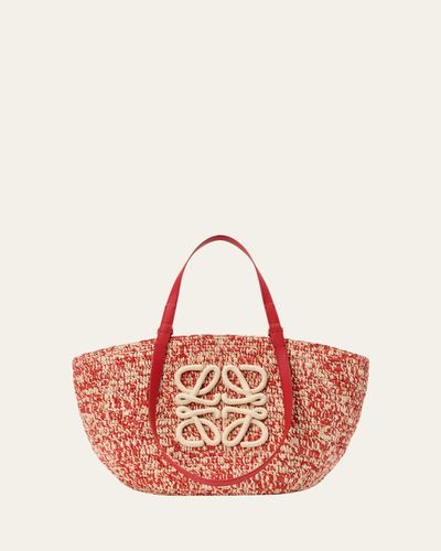 Loewe x Paula's Ibiza Medium Eclipse Basket Bag in Melange Raffia and Calfskin