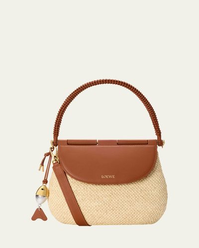 Loewe x Paula's Ibiza Pescador Medium Raffia & Leather Top-Handle Bag