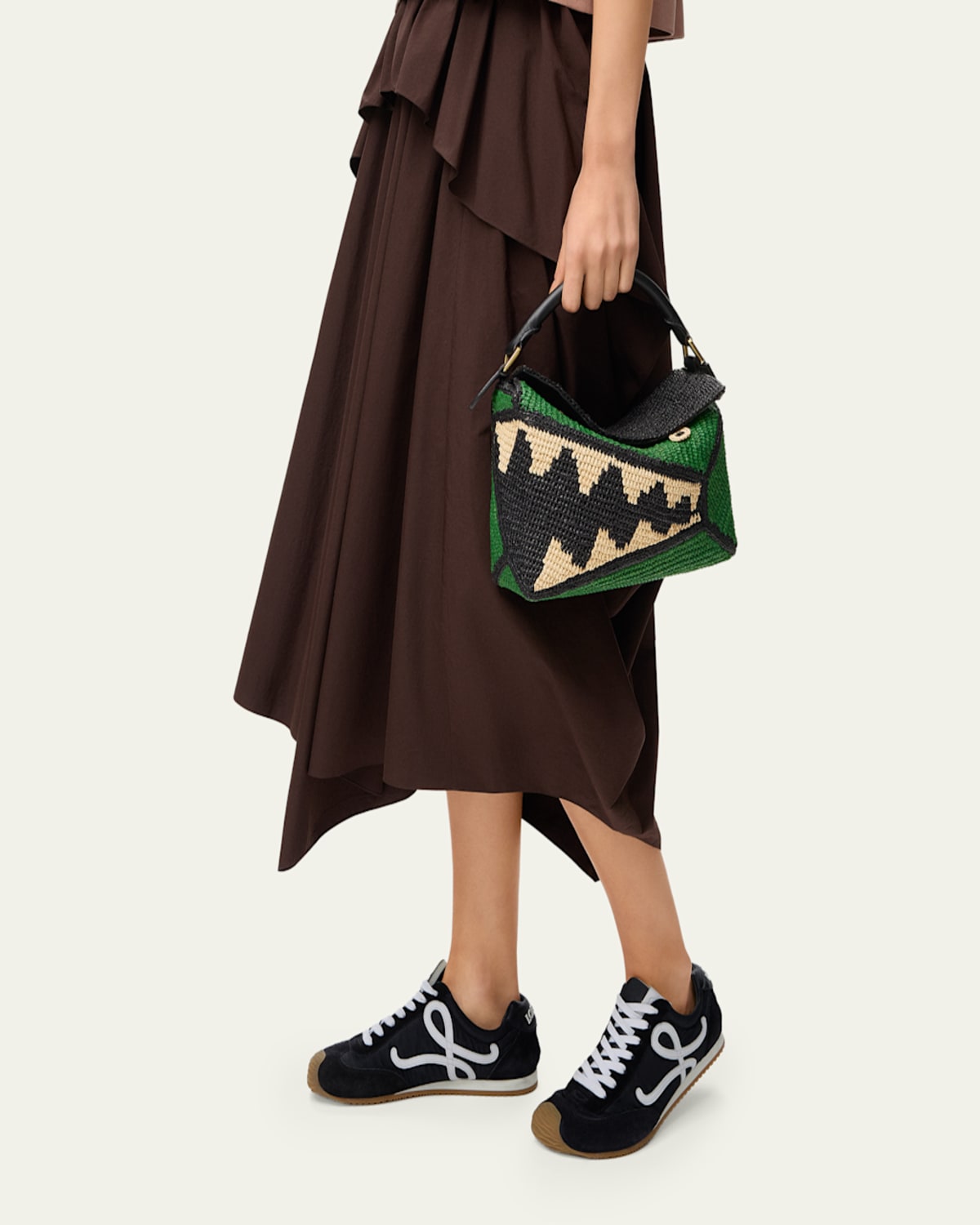 Loewe - x Paula's Ibiza Puzzle Croc Raffia Top-Handle Bag