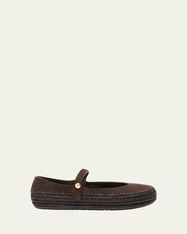 Loewe x Paula's Ibiza Rio Suede Mary Jane Espadrille Flats