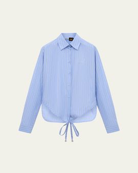 Loewe x Paula's Ibiza Striped Cotton Button-Down Wrap Shirt