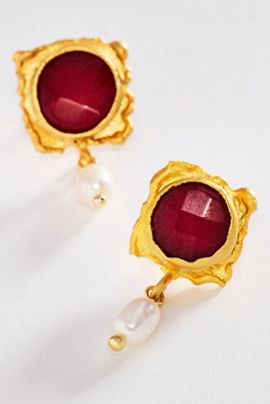 Logan Tay Antique Red Stone Earrings