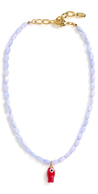 Logan Tay Logan Tay Baby Blue Beaded Fish Necklace Blue One