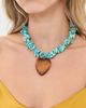 Logan Tay Logan Tay Blue Beaded Wooden Heart Necklace Blue One - 3