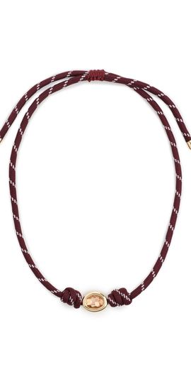Logan Tay Logan Tay Burdundy Paracord Stone Necklace Brown One