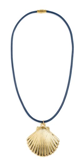 Logan Tay Logan Tay Gold Shell Cord Necklace Blue One
