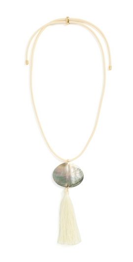 Logan Tay Logan Tay Iridescent Shell Tassel Necklace White One