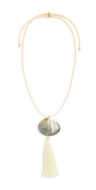 Logan Tay Logan Tay Iridescent Shell Tassel Necklace White One