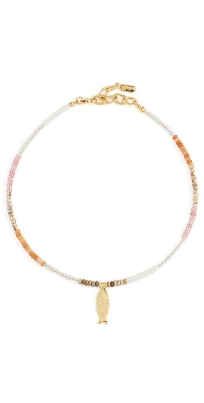 Logan Tay Logan Tay Pink Beaded Gold Fish Necklace Pink One