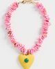 Logan Tay Logan Tay Pink Beaded Yellow Heart Necklace Pink One - 2
