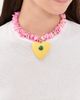 Logan Tay Logan Tay Pink Beaded Yellow Heart Necklace Pink One - 3