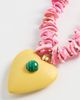 Logan Tay Logan Tay Pink Beaded Yellow Heart Necklace Pink One - 4