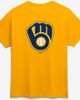 Logo Athletic Men's Logo Athletic Gold Milwaukee Brewers Official Logo T-Shirt  - 1