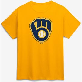 Logo Athletic Men's Logo Athletic Gold Milwaukee Brewers Official Logo T-Shirt 