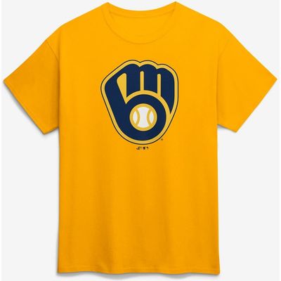 Logo Athletic Men's Logo Athletic Gold Milwaukee Brewers Official Logo T-Shirt 