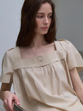 L’oiE Echo Square Neck Blouse [Beige] (L208)