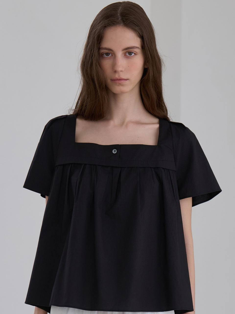 L’oiE Echo Square Neck Blouse [Black] (L209)
