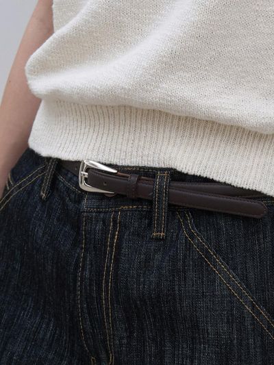 L’oiE Italian Cow Leather Slim Minimal Belt [3 Colors] (L184)