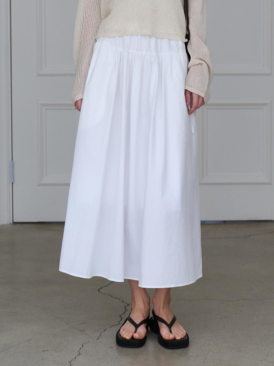 L’oiE OB String Shirring Skirt [White] (L188)