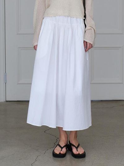 L’oiE OB String Shirring Skirt [White] (L188)