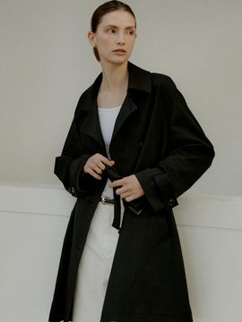 L’oiE Overfit Double Belt Trench Coat [Beige] (L173)