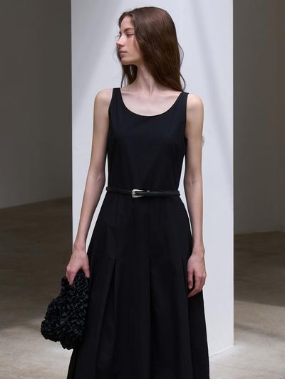 L’oiE Pleated Dress Belt Set [Black] (L199)