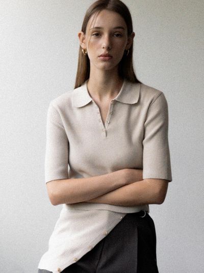 L’oiE [Set] Wool Knit Collar T-shirt + Wool Knit Bustier