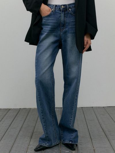 L’oiE Straight stitch slit denim blue L099