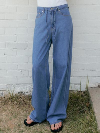 L’oiE Summer String Wide Denim Pants_Blue