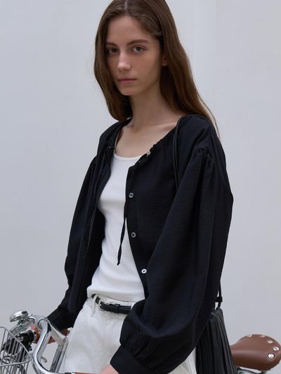 L’oiE Topper String Blouse Jacket [Black] (L190)