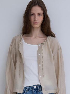 L’oiE Topper String Jacket Blouse [Beige] (L189)