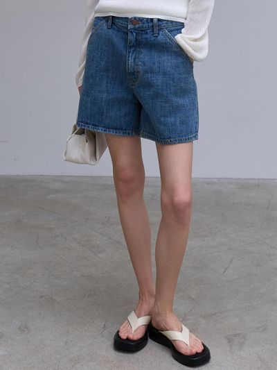 L’oiE Wide Short Denim Pants [Blue] (L185)